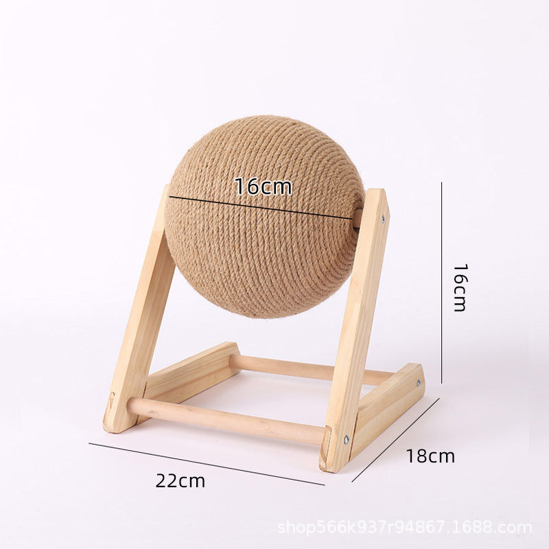 Griffoir en bois avec balle chat – Forme V ou L, 2 tailles