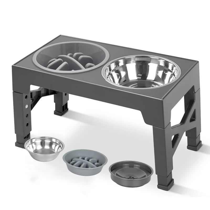 Station repas surélevée réglable chien – Anti-glouton, 4 hauteurs