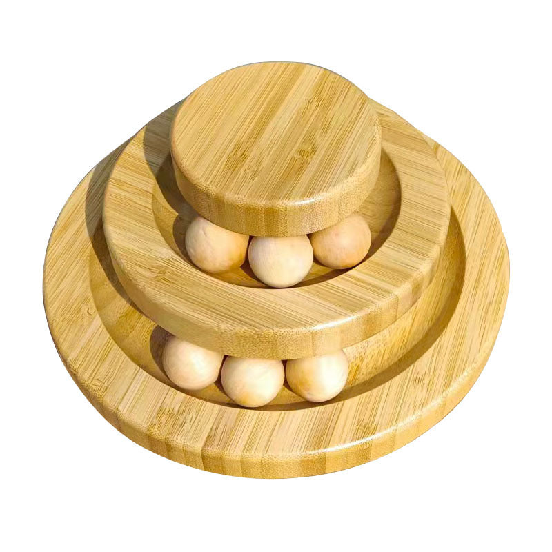 Jouet bois double circuit balle chat – 2 niveaux interactif