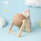 Griffoir en bois avec balle chat – Forme V ou L, 2 tailles
