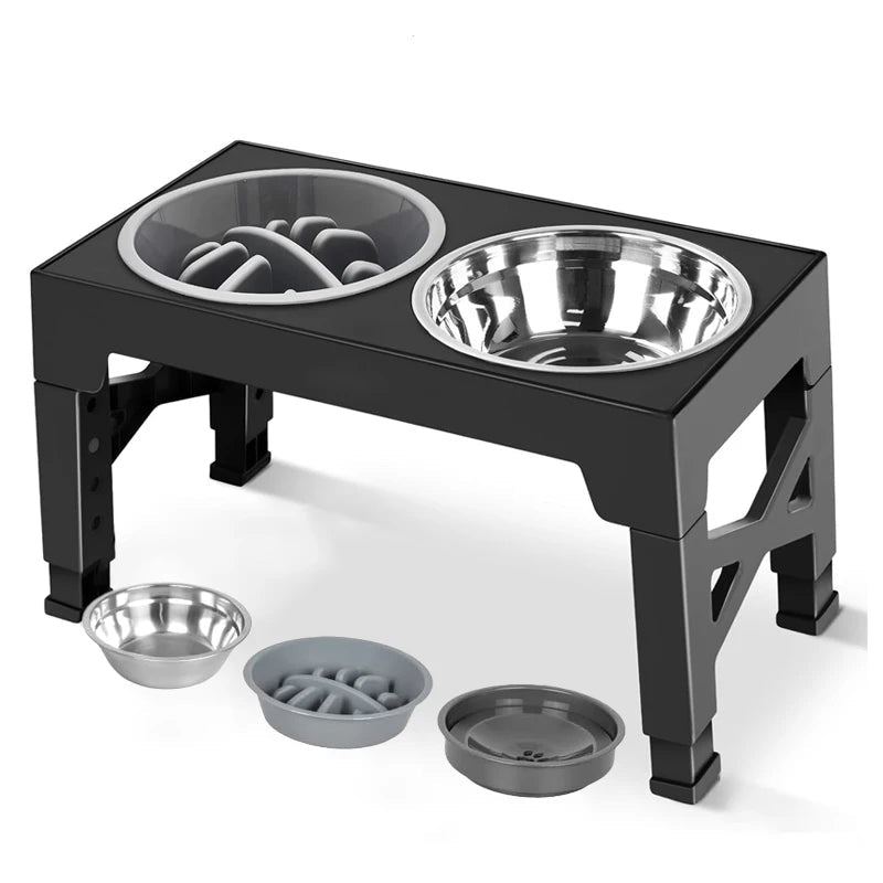 Station repas surélevée réglable chien – Anti-glouton, 4 hauteurs