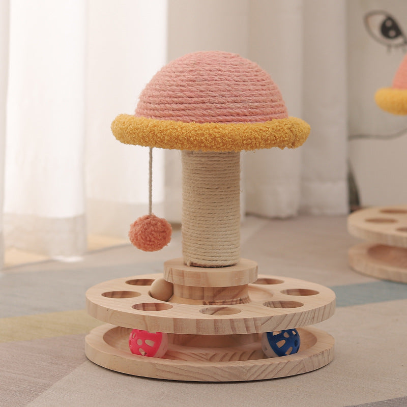 Griffoir rotatif bois et sisal chat – 2 tailles, jeu & griffade